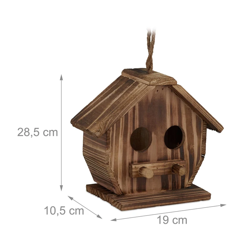 Nichoir à oiseaux déco pour jardin balcon terrasse 25 x 15 x 15 cm en bois brûlé 13_0009704