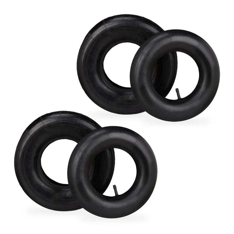 Lot de 2 roues de brouette pneumatiques 4.00-6 conduite souple jardin chantier en caoutchouc noir 13_0010180