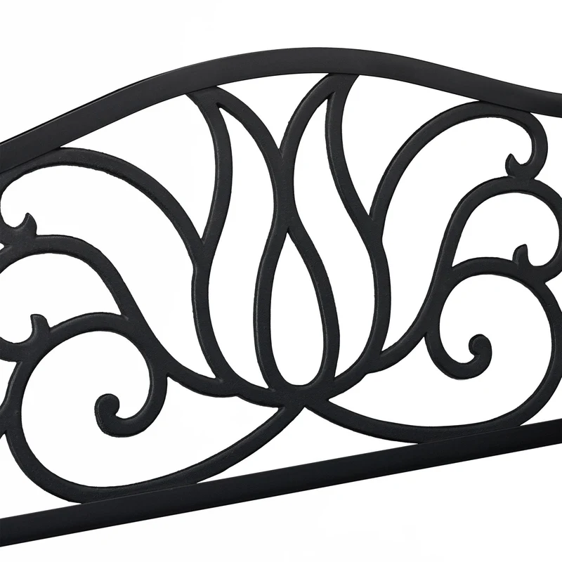 Banc de jardin décoratif pour 2 personnes 90 x 127,5 x 63 cm usage extérieur confort style antique en acier noir 13_0009499