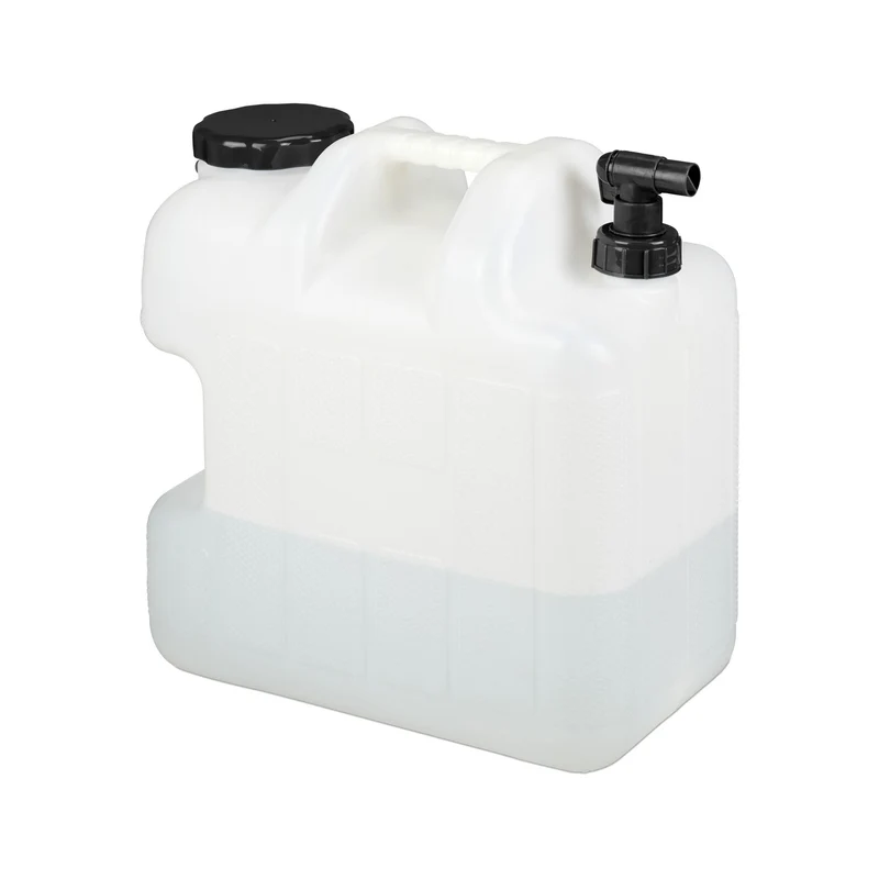 Jerrican d'eau transportable avec robinet rotatif 37 x 19,5 x 36,5 cm pratique camping en plastique blanc 13_0010596