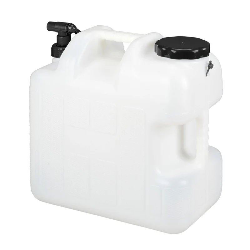 Jerrican d'eau transportable avec robinet rotatif 37 x 19,5 x 36,5 cm pratique camping en plastique blanc 13_0010596