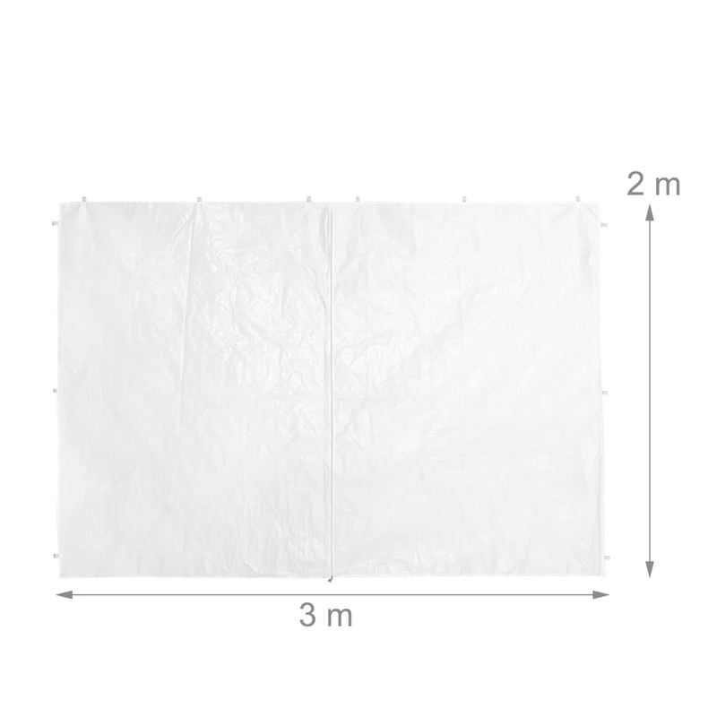 Lot de 4 parois latérales pour tonnelle protection jardin 300 x 200 cm avec fenêtres et entrée en PE blanc 13_0010684