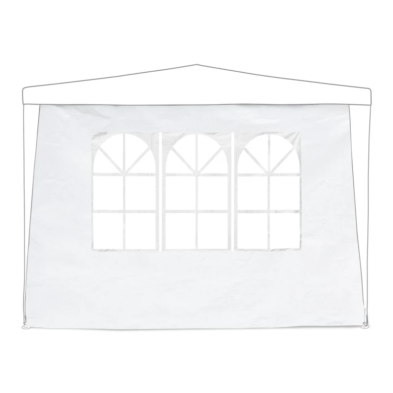 Lot de 4 parois latérales pour tonnelle protection jardin 300 x 200 cm avec fenêtres et entrée en PE blanc 13_0010684