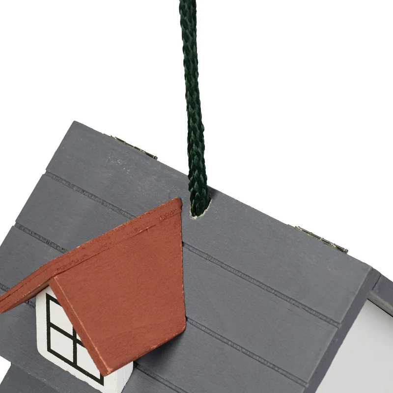 Cabane à oiseaux décorative design rustique suspendue jardin balcon terrasse en bois vert 13_0012558