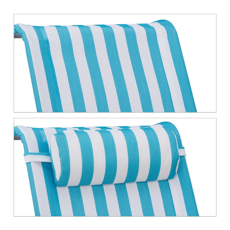 Chaise longue pliante de jardin 190 x 60 x 30 cm 8 positions confortables design rayé en polyester bleu 13_0010485
