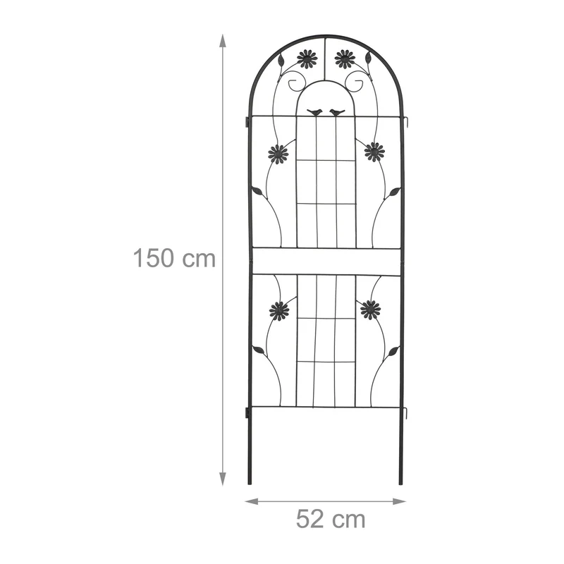 Lot de 2 tuteurs pour plantes grimpantes 150 cm en métal noir décoratif 13_0012015