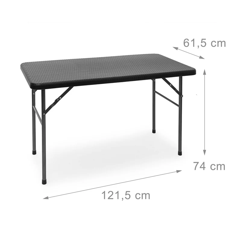 Table pliante rectangulaire jardin 74 x 121,5 x 61,5 cm facile à ranger design moderne en plastique gris 13_0009414