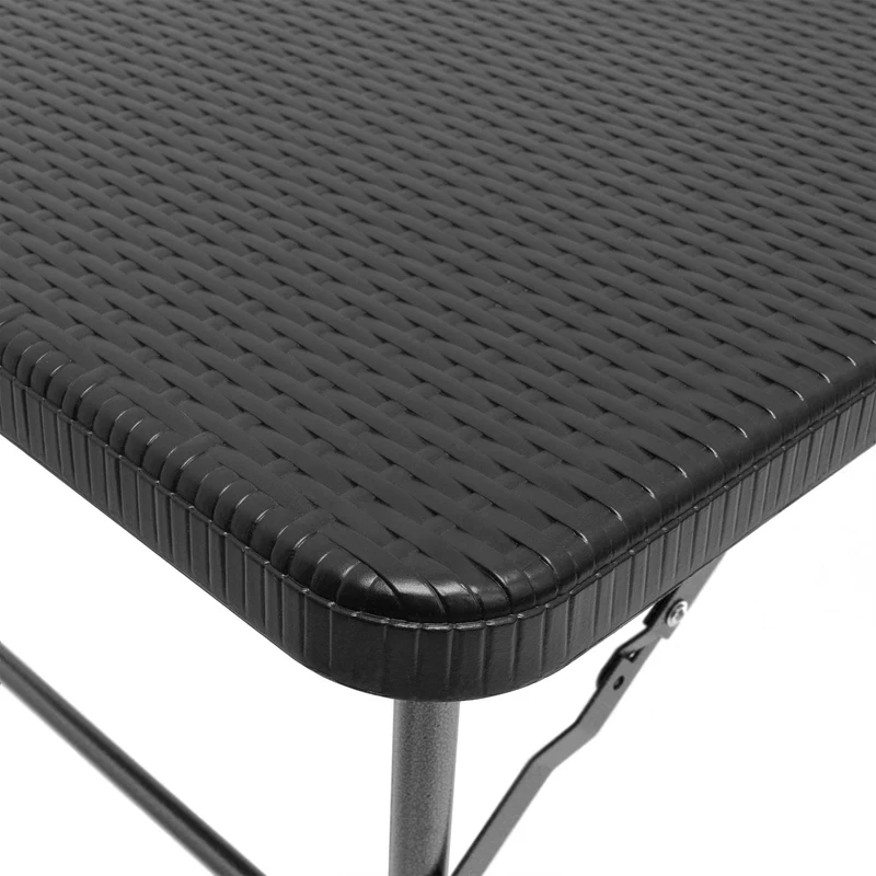 Table pliante rectangulaire jardin 74 x 121,5 x 61,5 cm facile à ranger design moderne en plastique gris 13_0009414