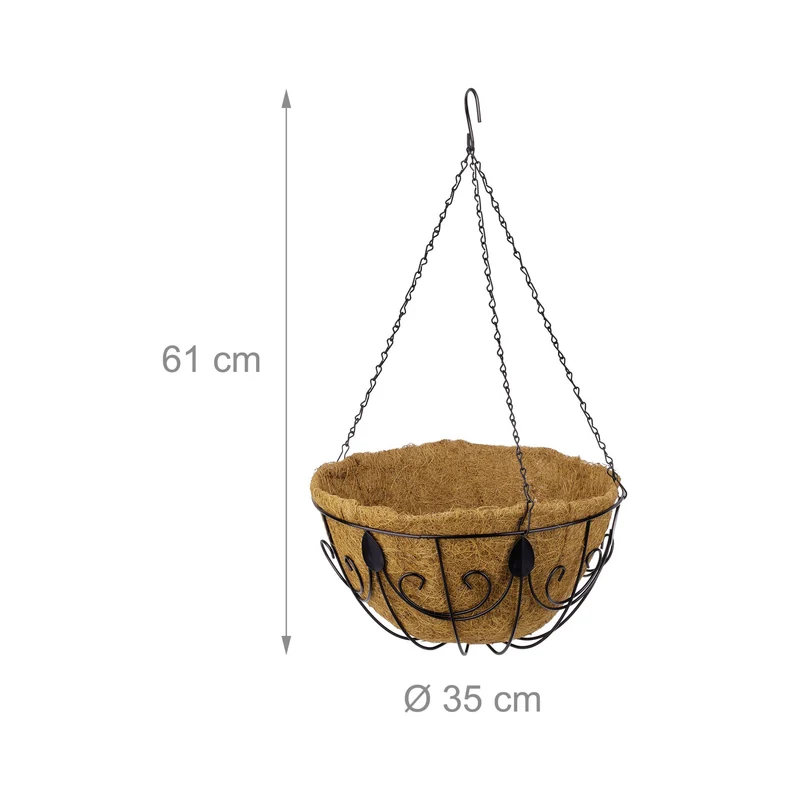 Lot de 3 panières suspendues extérieur jardin 30 x 30 x 70 cm design géorgien en métal brun 13_0010578