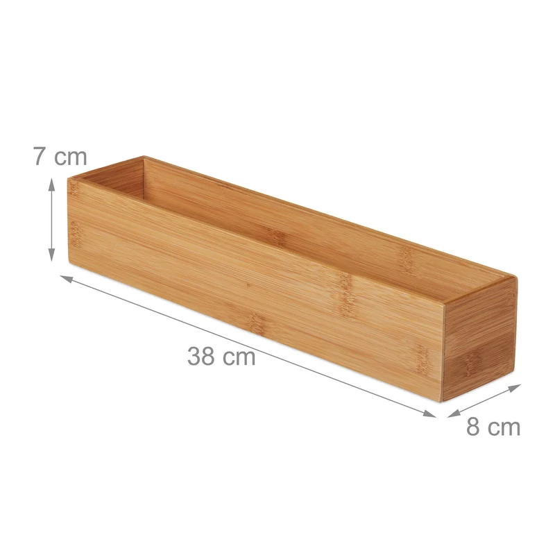 Boîte de rangement oblongue polyvalente 7 x 38 x 8 cm en bambou naturel 13_0009750