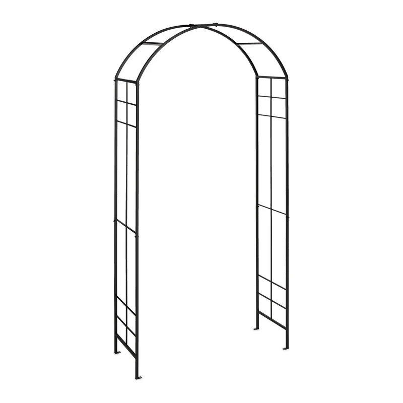 Arche à rosiers décorative jardin 200 x 100 x 30 cm en métal noir 13_0012336