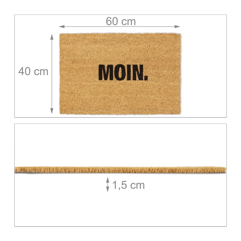 Paillasson décoratif antidérapant pour l’entrée intérieur extérieur 90 x 60 cm en coco marron 13_0009115