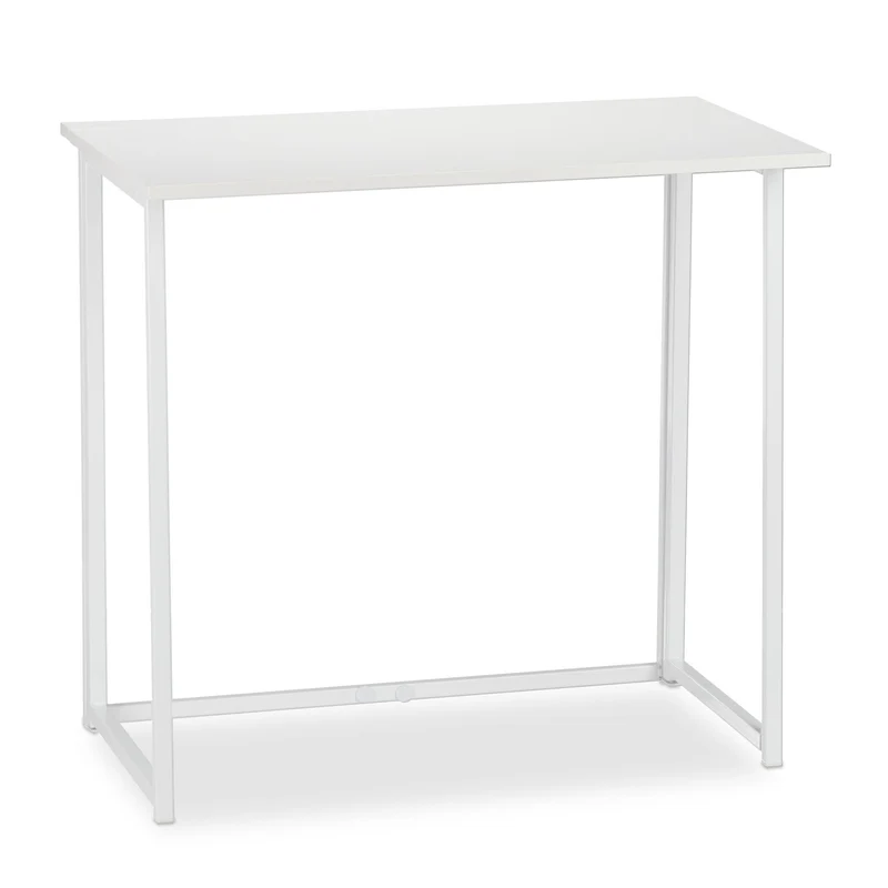 Table de bureau pliante design moderne 74,5 x 80 x 45 cm gain de place élégante en PB blanc 13_0009459