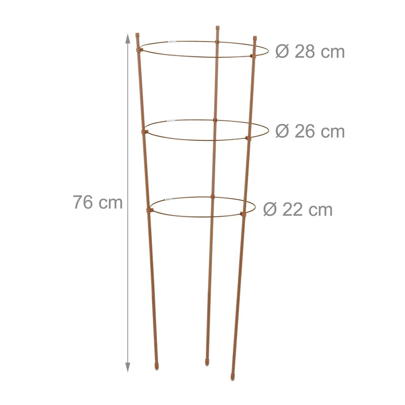 Lot de 6 tuteurs à tomates pour balcon jardin ajustables 80 x 60 cm soutien pratique en métal marron 13_0012756
