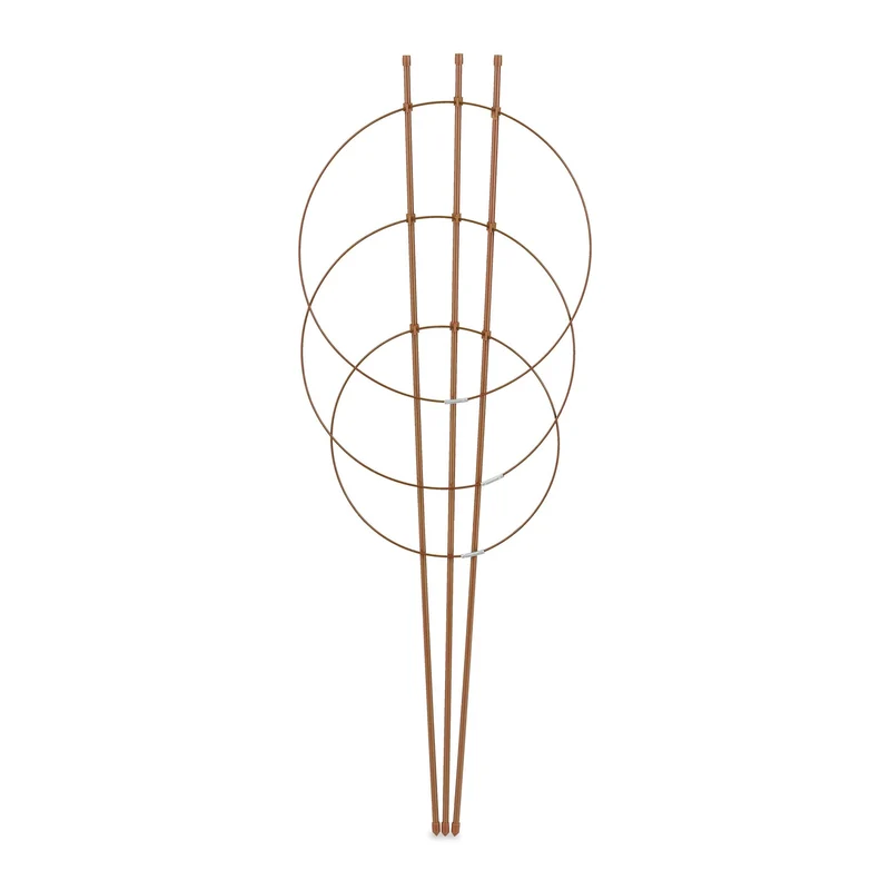 Lot de 6 tuteurs à tomates pour balcon jardin ajustables 80 x 60 cm soutien pratique en métal marron 13_0012756