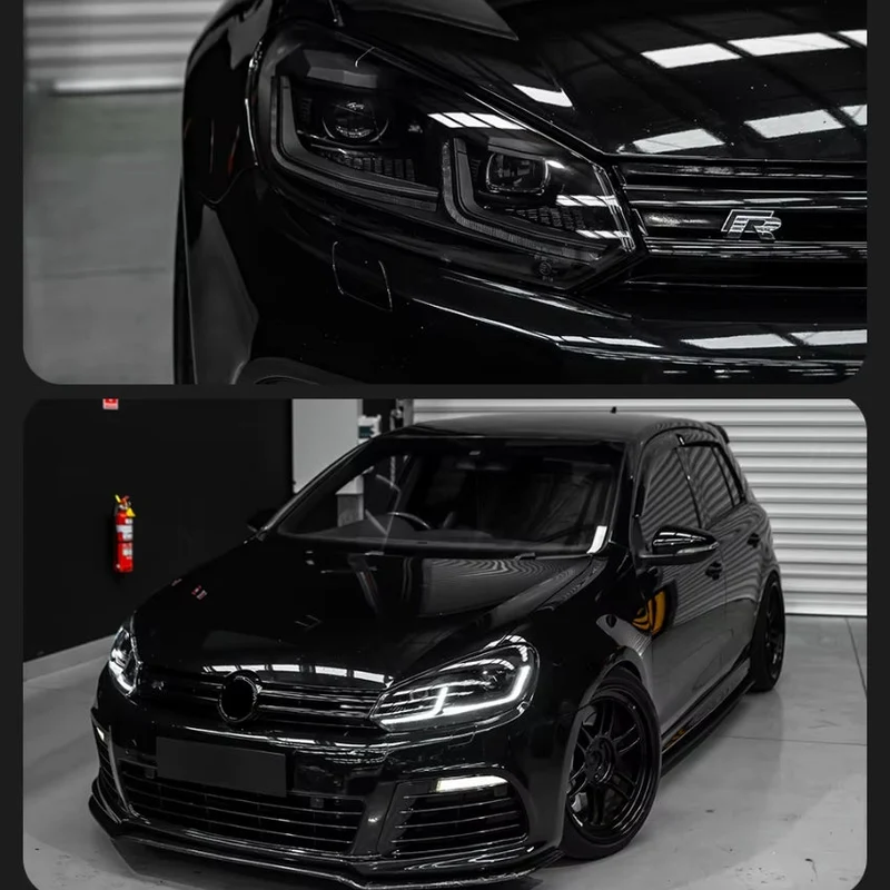 Feux Avant LED VW Golf 6 GTI R Noir Rouge