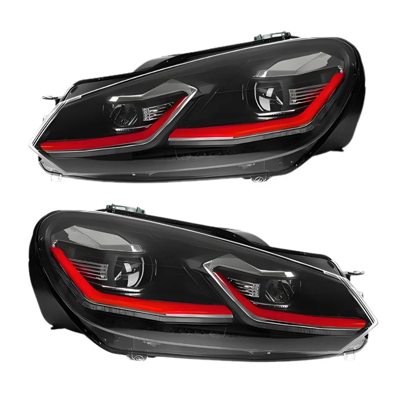 Feux Avant LED VW Golf 6 GTI R Noir Rouge