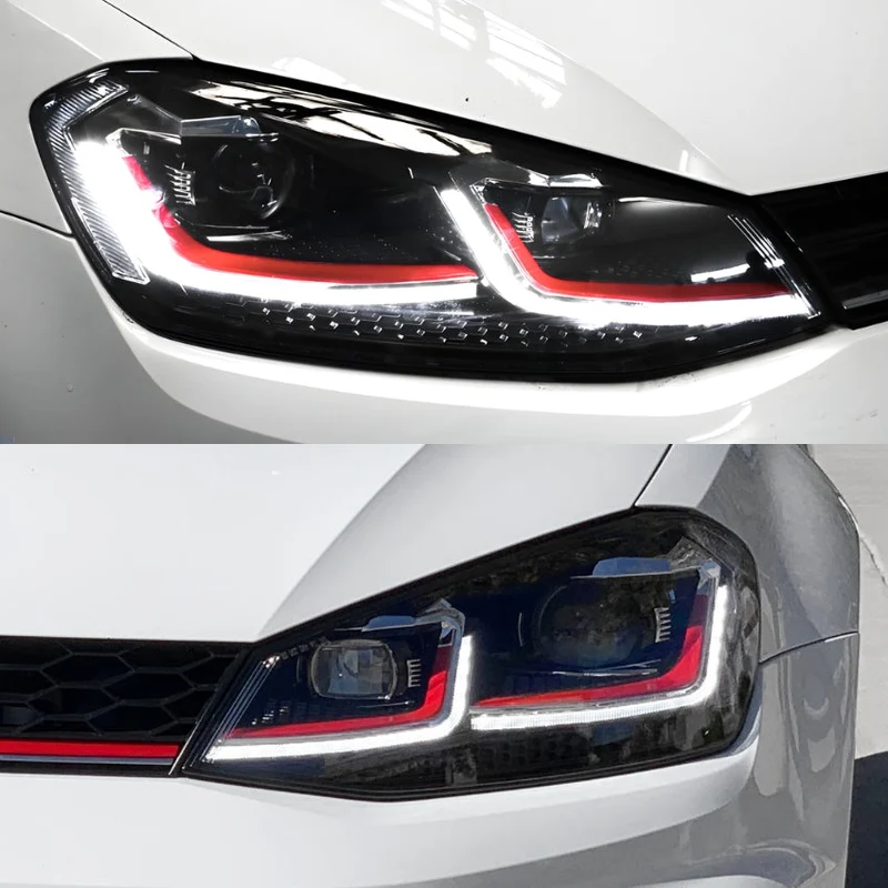 Feux Avant LED VW Golf 7 Ligne Noir Rouge