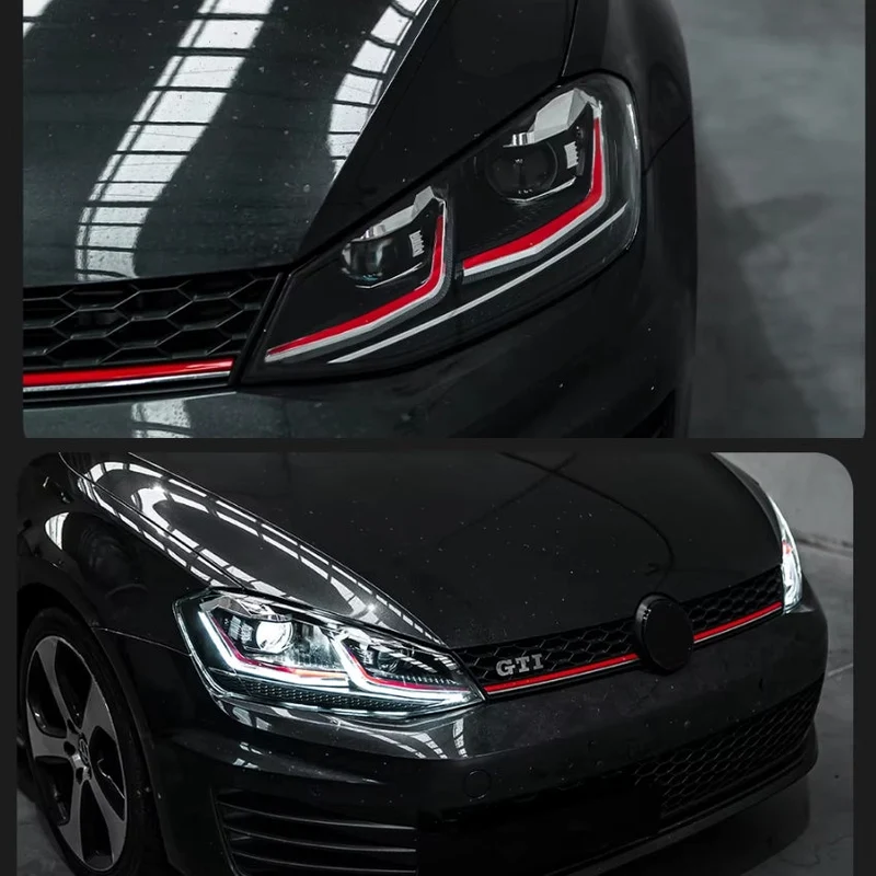 Feux Avant LED VW Golf 7 Ligne Noir Rouge
