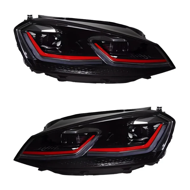 Feux Avant LED VW Golf 7 Ligne Noir Rouge