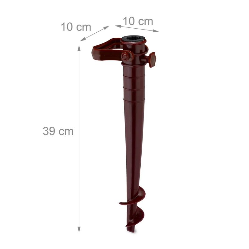 Pied de parasol solide et léger jardin compatibilité tube jusqu'à 32 mm en métal brun 13_0012037