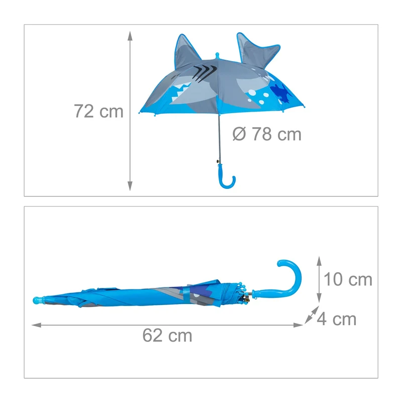 Parapluie enfant motif requin 65 x 65 cm léger protection pluie pratique coloré en polyester multicolore 13_0013301