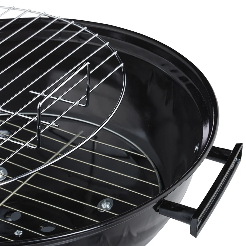 Barbecue mobile avec couvercle pour jardin 68 x 68 x 85 cm pratique et facile à déplacer en acier noir 13_0009718