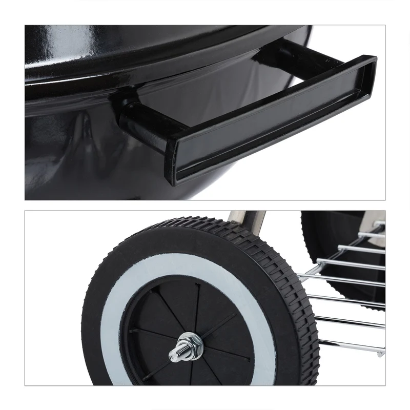 Barbecue mobile avec couvercle pour jardin 68 x 68 x 85 cm pratique et facile à déplacer en acier noir 13_0009718