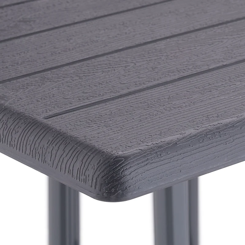 Table de jardin carrée design moderne 80 x 80 x 75 cm facile à nettoyer durable en plastique gris 13_0012886