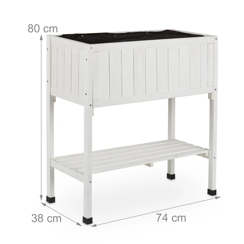 Porte-potager surélevé pour terrasse balcon jardin 80 x 74 x 38 cm avec étagère ergonomique en sapin naturel 13_0011675