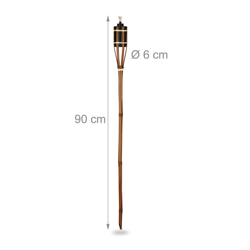 Lot de 10 torches de jardin décoratives en bambou ambiance romantique 120 cm en bambou marron 13_0010617
