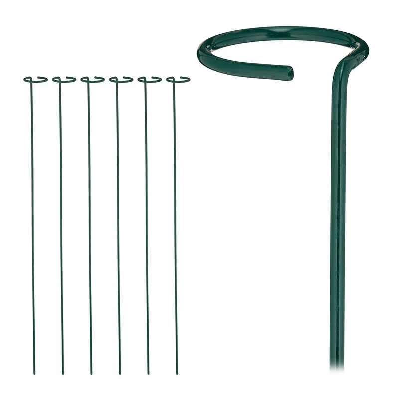 Lot de 6 tuteurs pour plantes utilisation immédiate 80 x 6 cm en acier vert foncé 13_0010784