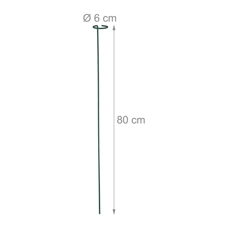 Lot de 6 tuteurs pour plantes utilisation immédiate 80 x 6 cm en acier vert foncé 13_0010784