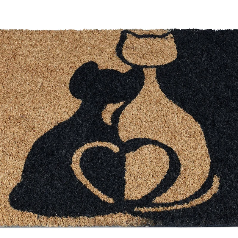 Paillasson coco mignon intérieur extérieur 75 x 45 cm antidérapant durable style naturel en noix de coco marron 13_0010965