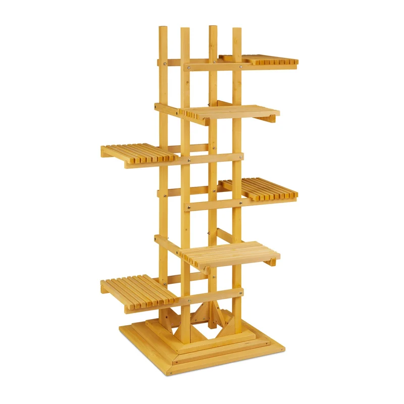 Étagère à fleurs en bois pour plantes intérieur extérieur 6 étagères 150 x 60 x 30 cm design moderne en épicéa naturel 13_0010645