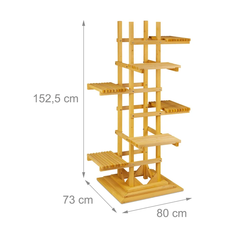 Étagère à fleurs en bois pour plantes intérieur extérieur 6 étagères 150 x 60 x 30 cm design moderne en épicéa naturel 13_0010645