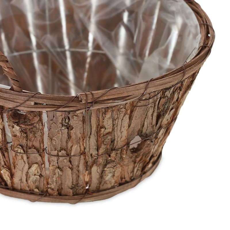 Lot de 3 pots de fleurs rustiques décoratifs 20 x 20 x 20 cm fabrication artisanale en écorce marron 13_0012572