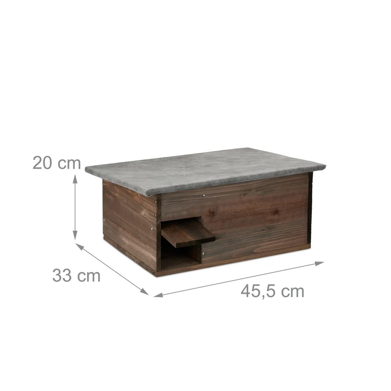 Abri à hérissons jardin hibernation avec sol confortable 75 x 50 x 30 cm en bois naturel 13_0013165