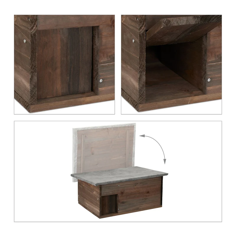 Abri à hérissons jardin hibernation avec sol confortable 75 x 50 x 30 cm en bois naturel 13_0013165