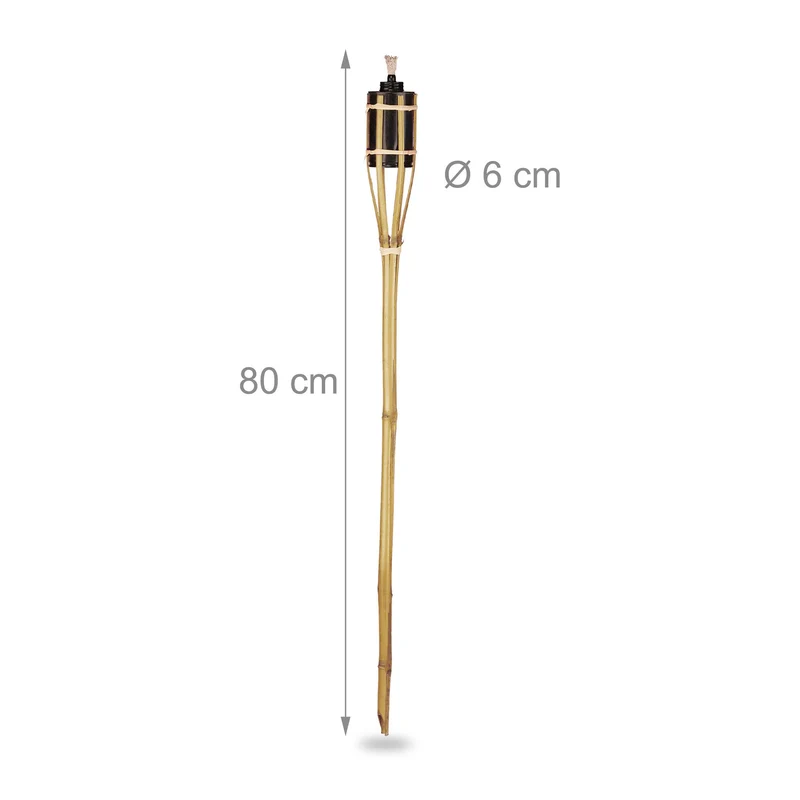 Lot de 10 torches de jardin décoratives pour éclairage ambiance extérieur 140 x 15 cm en bambou naturel 13_0012987