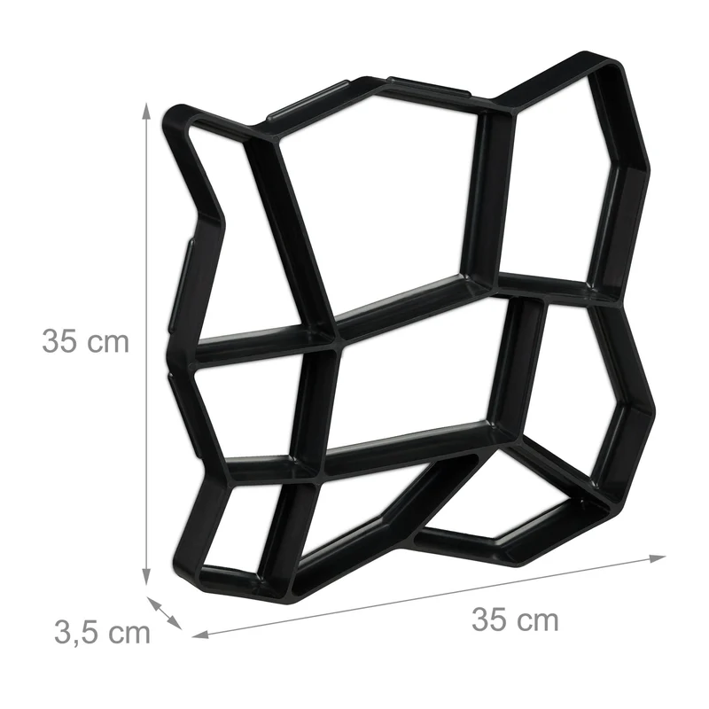 Moule à béton réutilisable 35 x 35 cm pour jardin 9 chambres style moderne en plastique noir 13_0009921