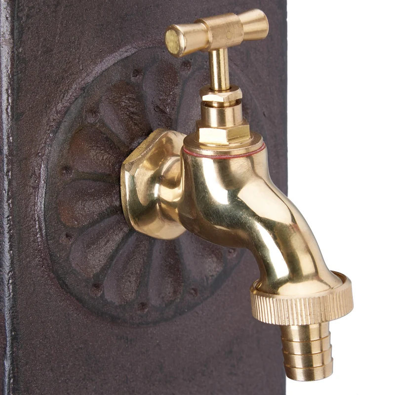 Fontaine de jardin carrée style ancien pratique 60 x 60 x 100 cm en métal brun 13_0009132
