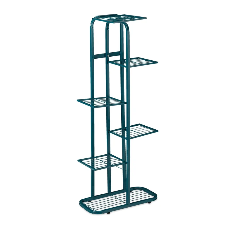 Étagère à plantes escalier moderne 107 x 44 x 24 cm support stable en acier noir 13_0010804