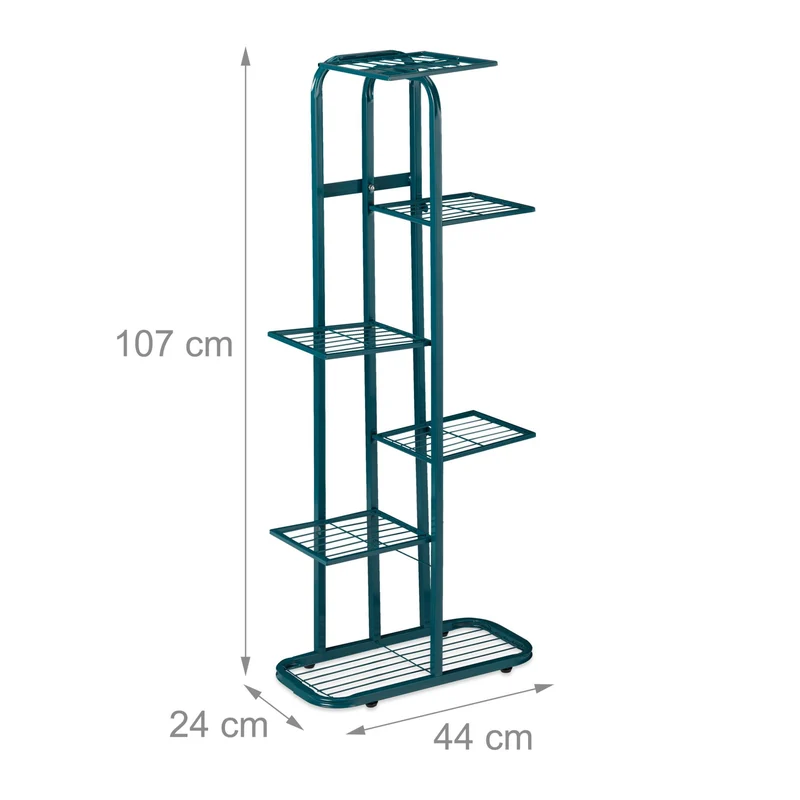 Étagère à plantes escalier moderne 107 x 44 x 24 cm support stable en acier noir 13_0010804