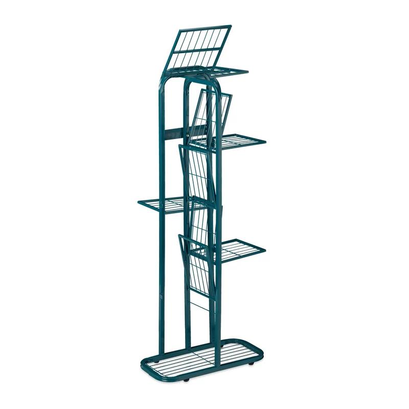 Étagère à plantes escalier moderne 107 x 44 x 24 cm support stable en acier noir 13_0010804