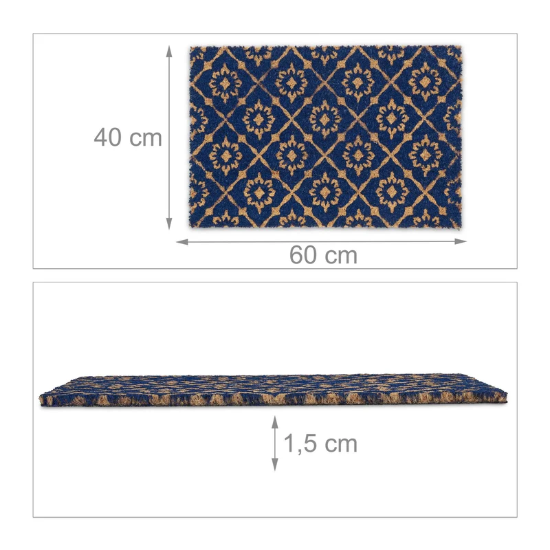 Paillasson anti-dérapant design accueillant 75 x 45 cm en fibres de coco marron 13_0011401