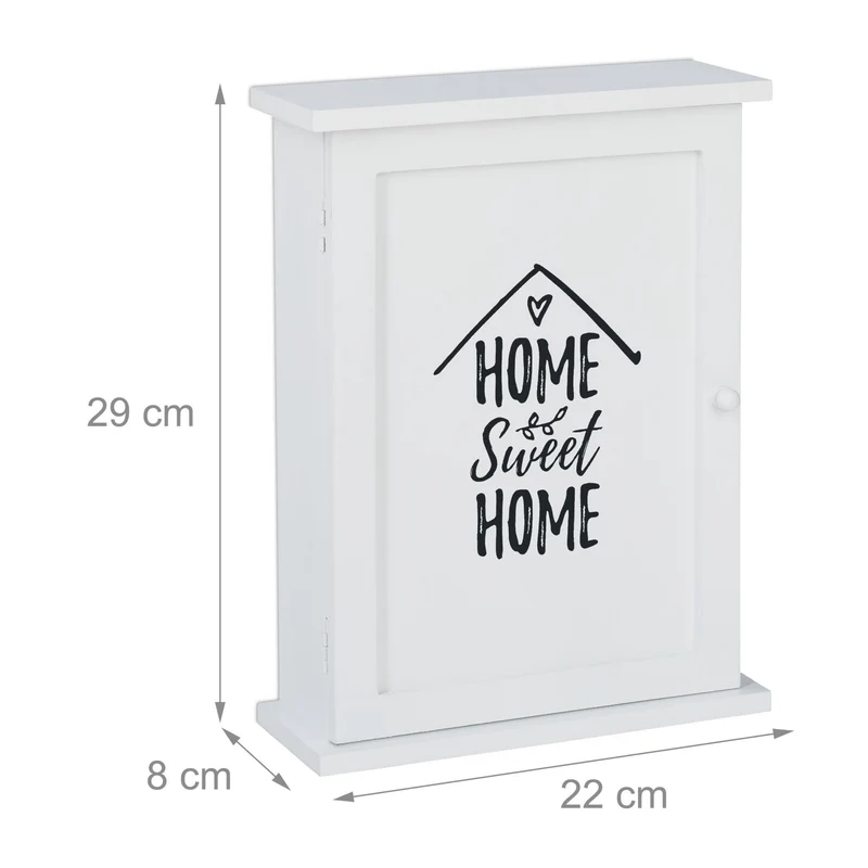 Boîte à clés en bois laqué blanc style maison de campagne 29 x 22 x 8 cm ambiance conviviale en bois blanc 13_0009994