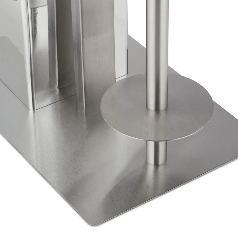 Serviteur WC élégant avec porte-rouleau et porte-brosse 40 x 20 x 20 cm en acier inoxydable argenté 13_0010820