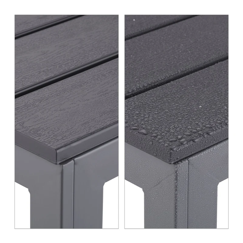 Table carrée à manger pour 4 personnes jardin terrasse 80 x 80 x 75 cm en plastique gris 13_0012919