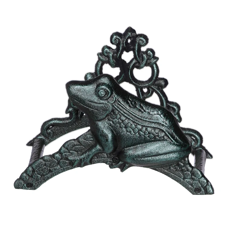 Support mural pour tuyau d’arrosage pratique forme vintage 30 x 20 x 10 cm en fonte de fer vert 13_0013356